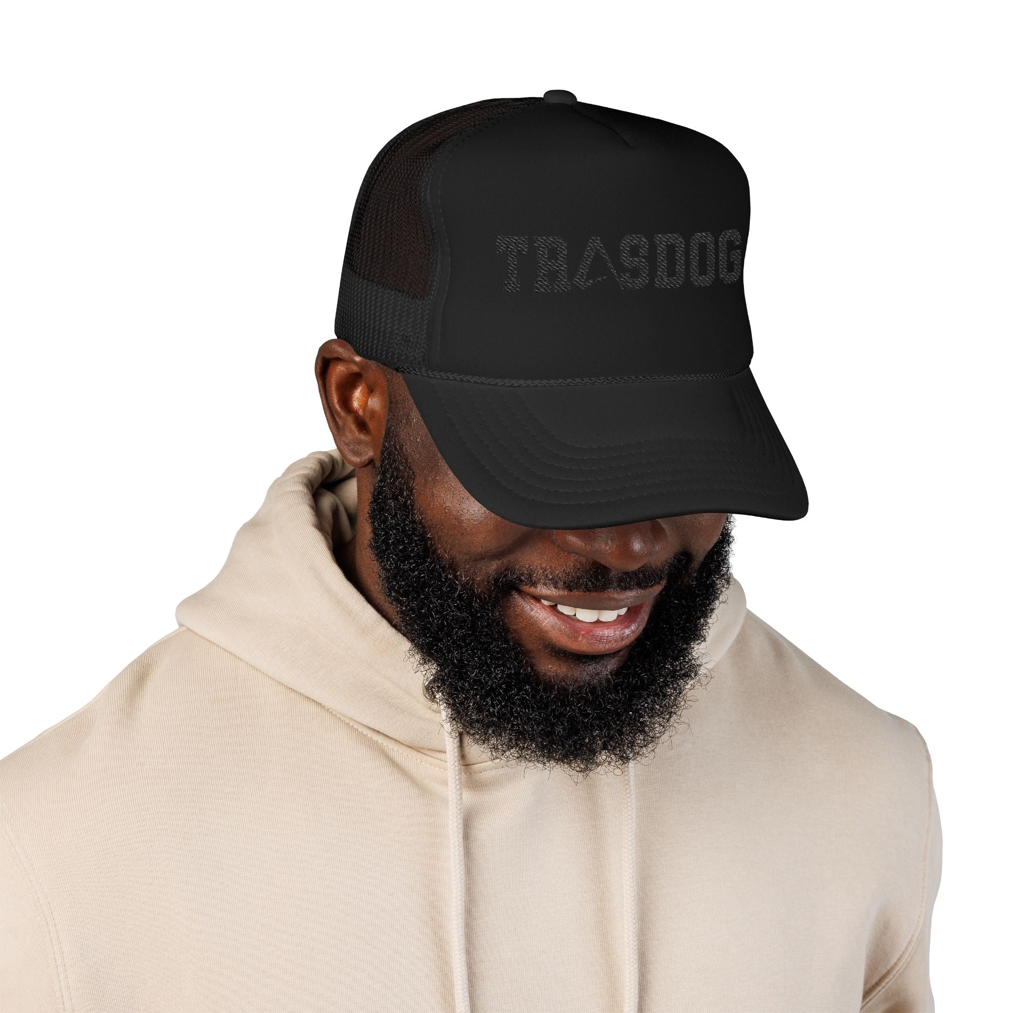 Trashdog Trucker Hat — Distressed Logo Mesh Cap